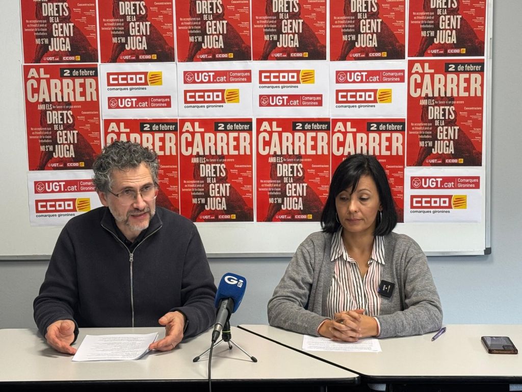 Roda de premsa unitària de la UGT Comarques Gironines i CCOO Comarques Gironines 